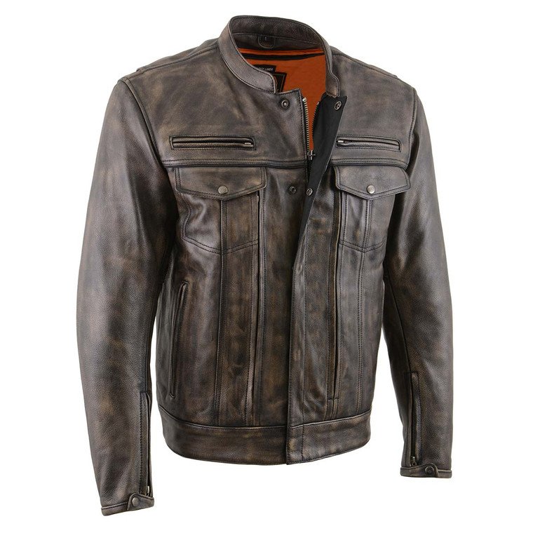 Milwaukee Leather Distressed Brown Motorcycle Jacket