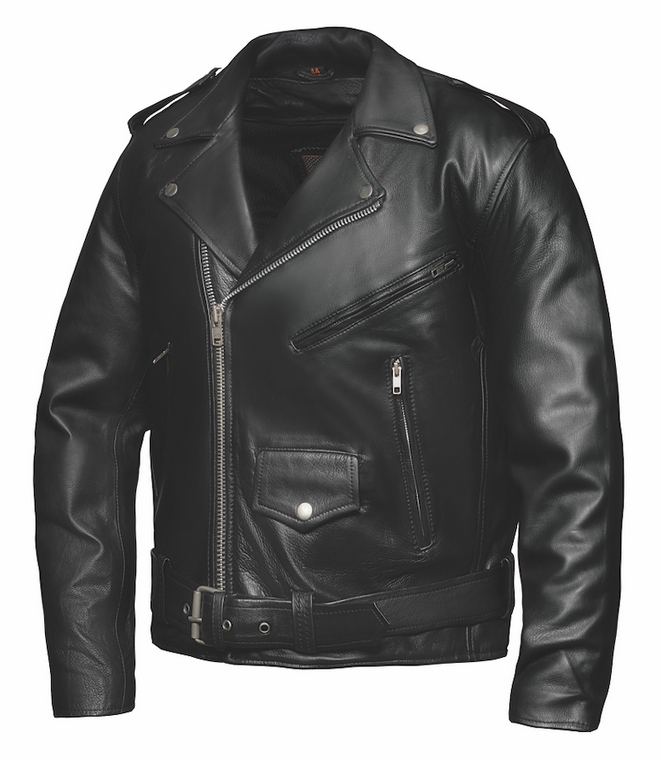 Classic Leather Motorcycle Jacket W/ Removable Belt