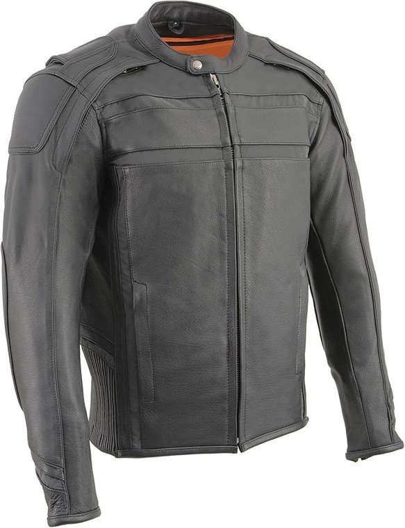 Reflective Striped Leather Motorcycle Jacket