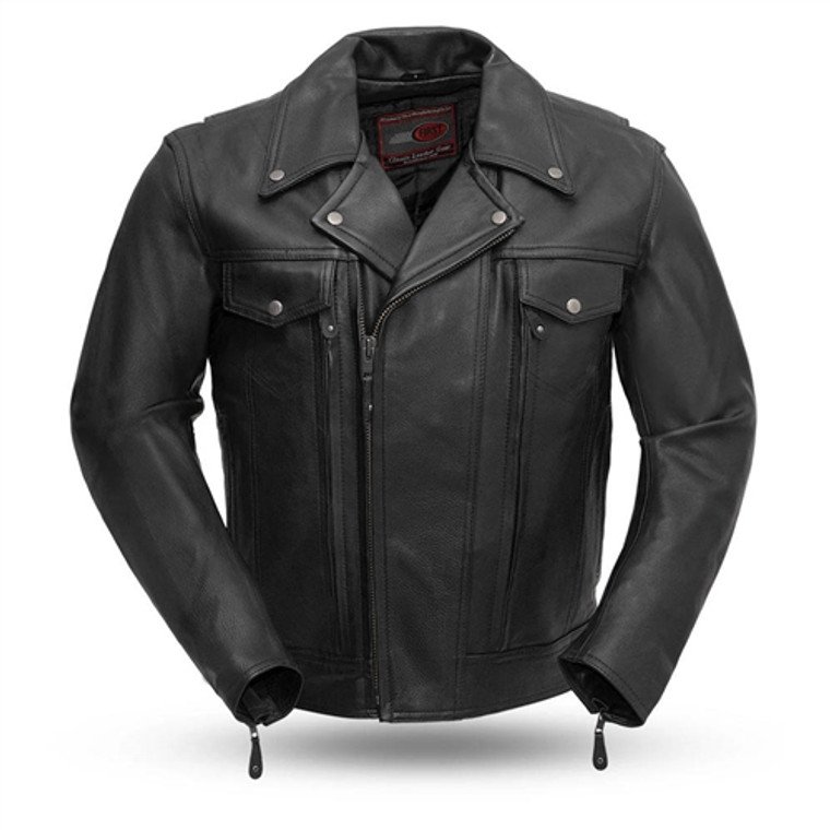 Premium Utility Men's Leather Motorcycle Jacket