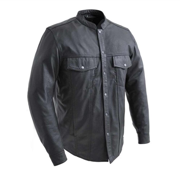 Lightweight Men's Motorcycle Leather Shirt