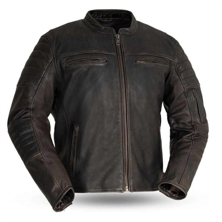 Vintage Brown Cowhide Motorcycle Jacket