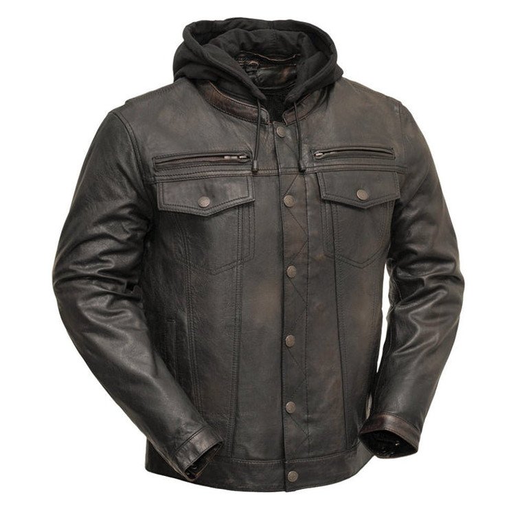 Men's Leather Denim Style Motorcycle Jacket