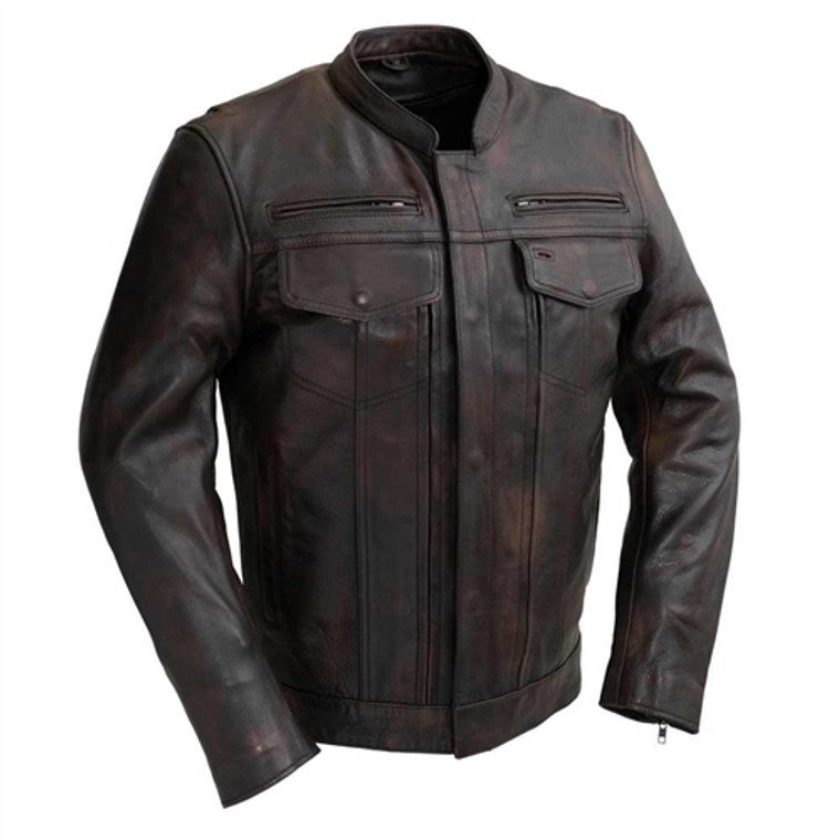 Men's Copper Leather Motorcycle Jacket