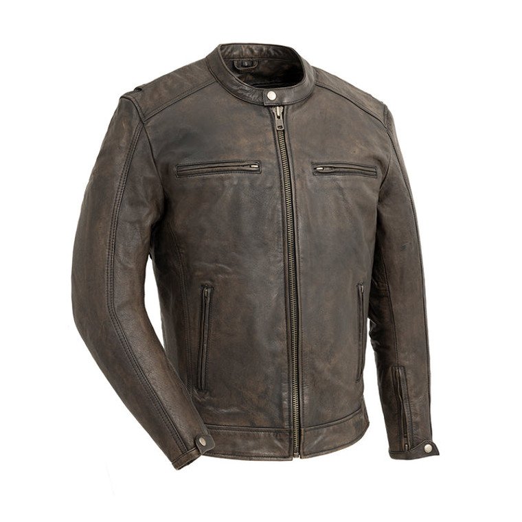 Lightweight Distressed Leather Motorcycle Jacket