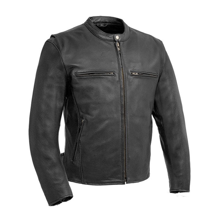 Perforated Leather Motorcycle Jacket
