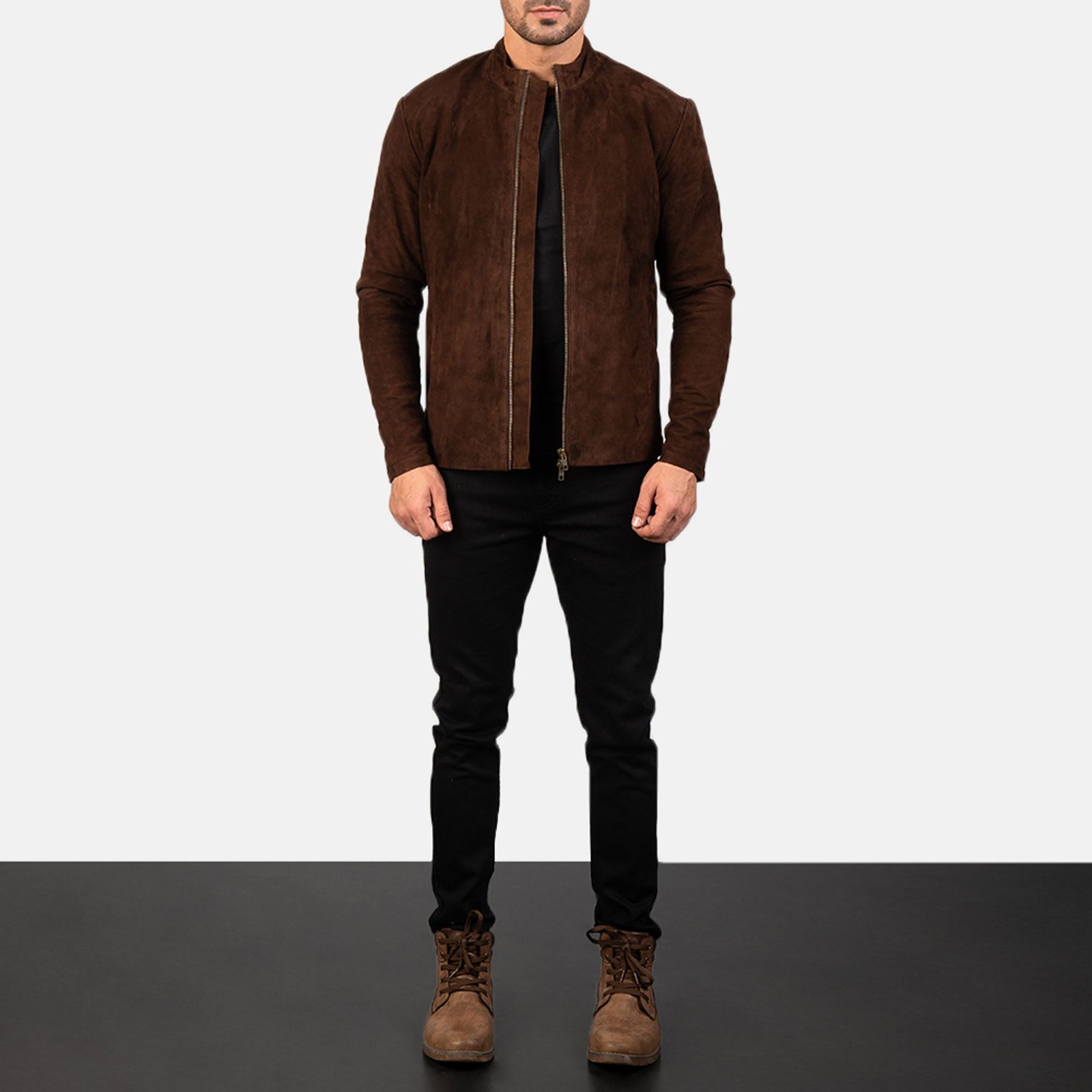 BRAVADO BLACK HOODED LEATHER BOMBER JACKET