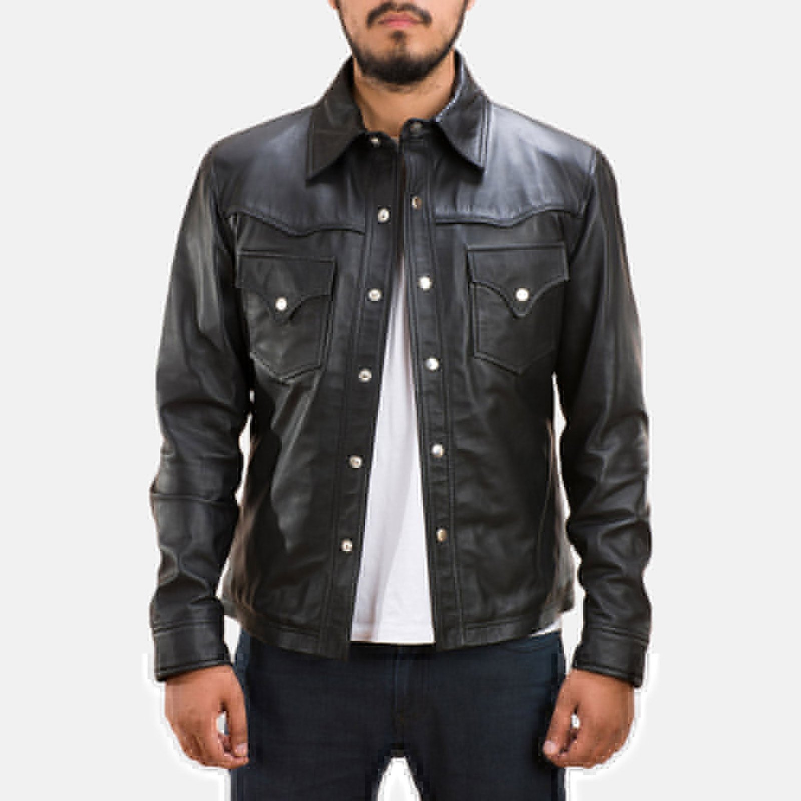 RANCHSON BLACK LEATHER SHIRT