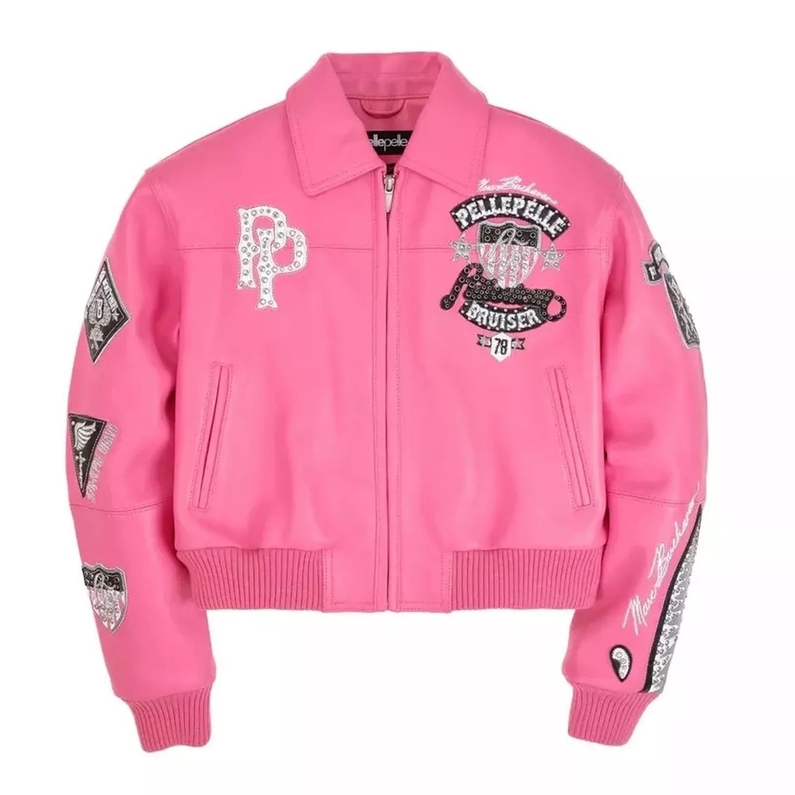 AMERICAN BRUISER PINK PLUSH WOMEN'S CROP JACKET