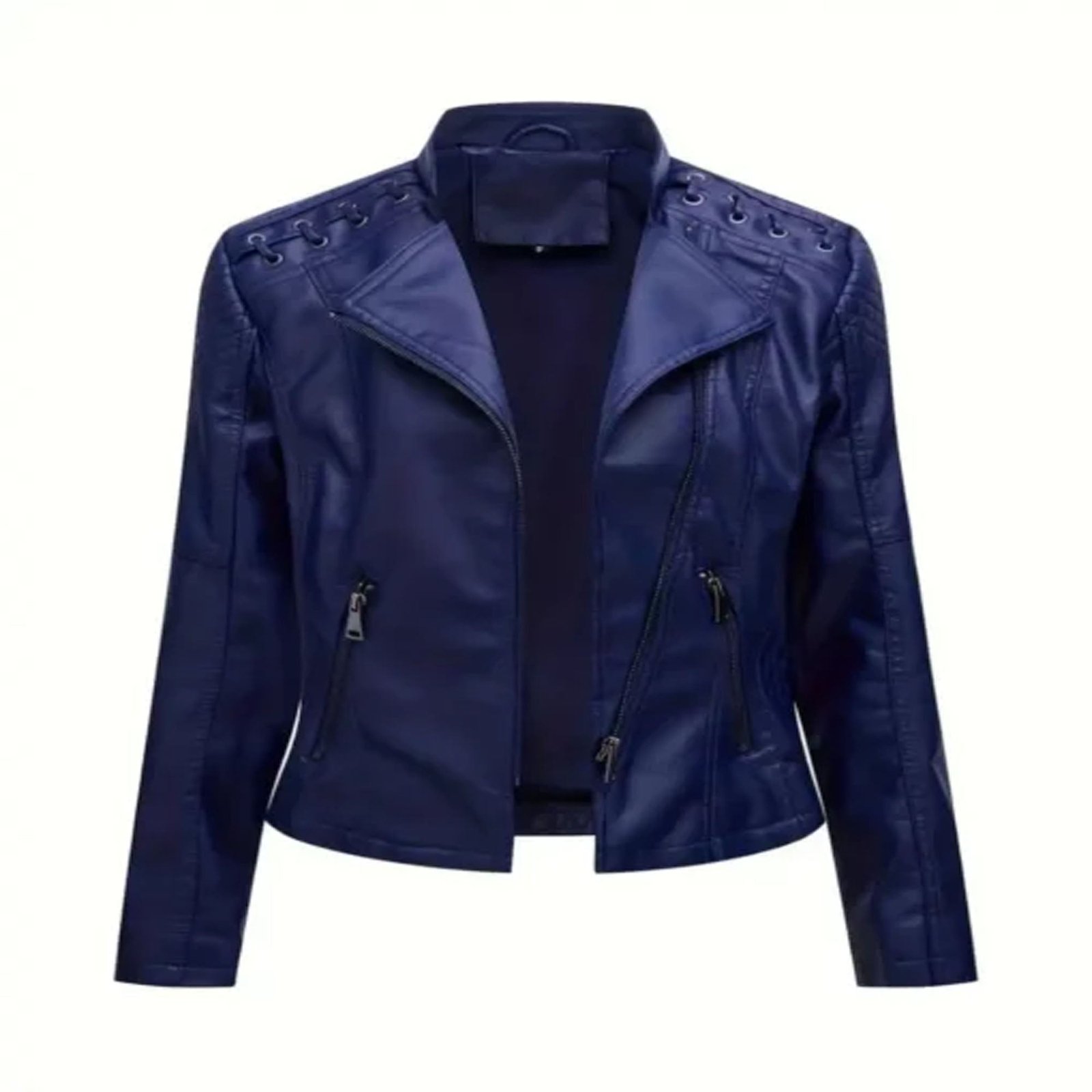 WOMEN'S FAUX LEATHER MOTORCYCLE JACKET