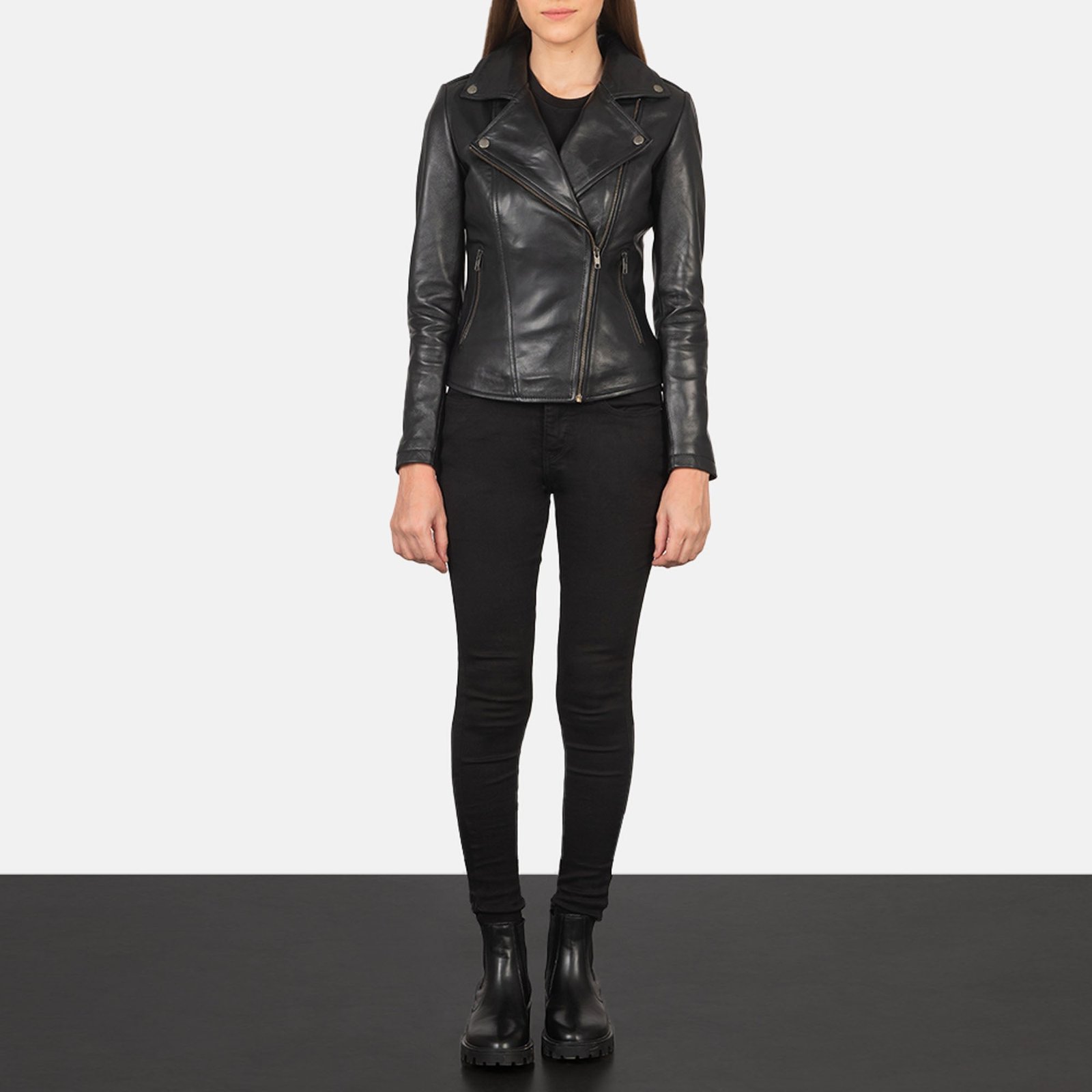 ROSLYN BLACK HOODED LEATHER BOMBER JACKET