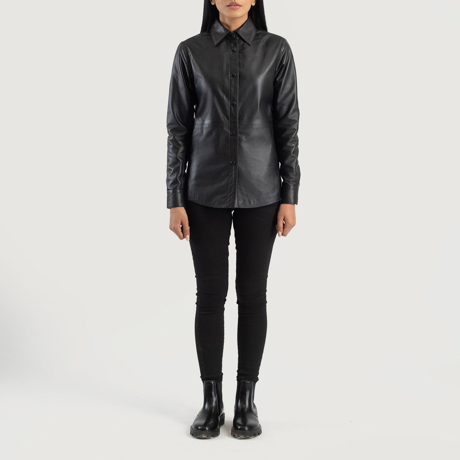 ZENITH BLACK LEATHER SHIRT JACKET