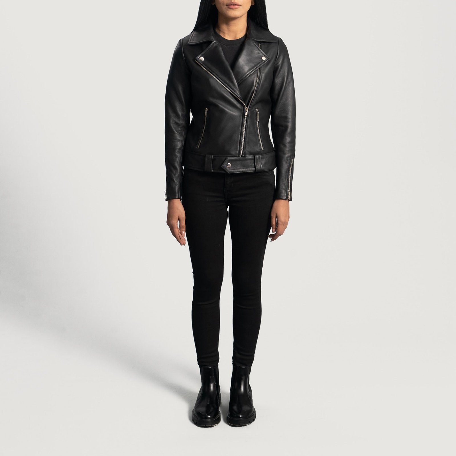RUMY BLACK LEATHER BIKER JACKET